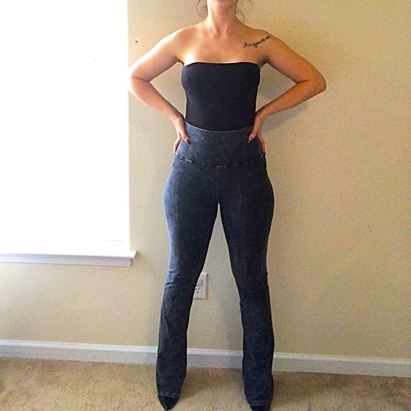 Jeans-like high rise gray leggings size L - Picture 5 of 8